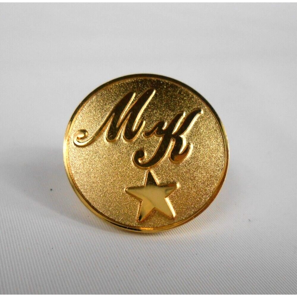 Vintage Goldtone Mary Kay Mk Tac Pin Brooch Round With Star